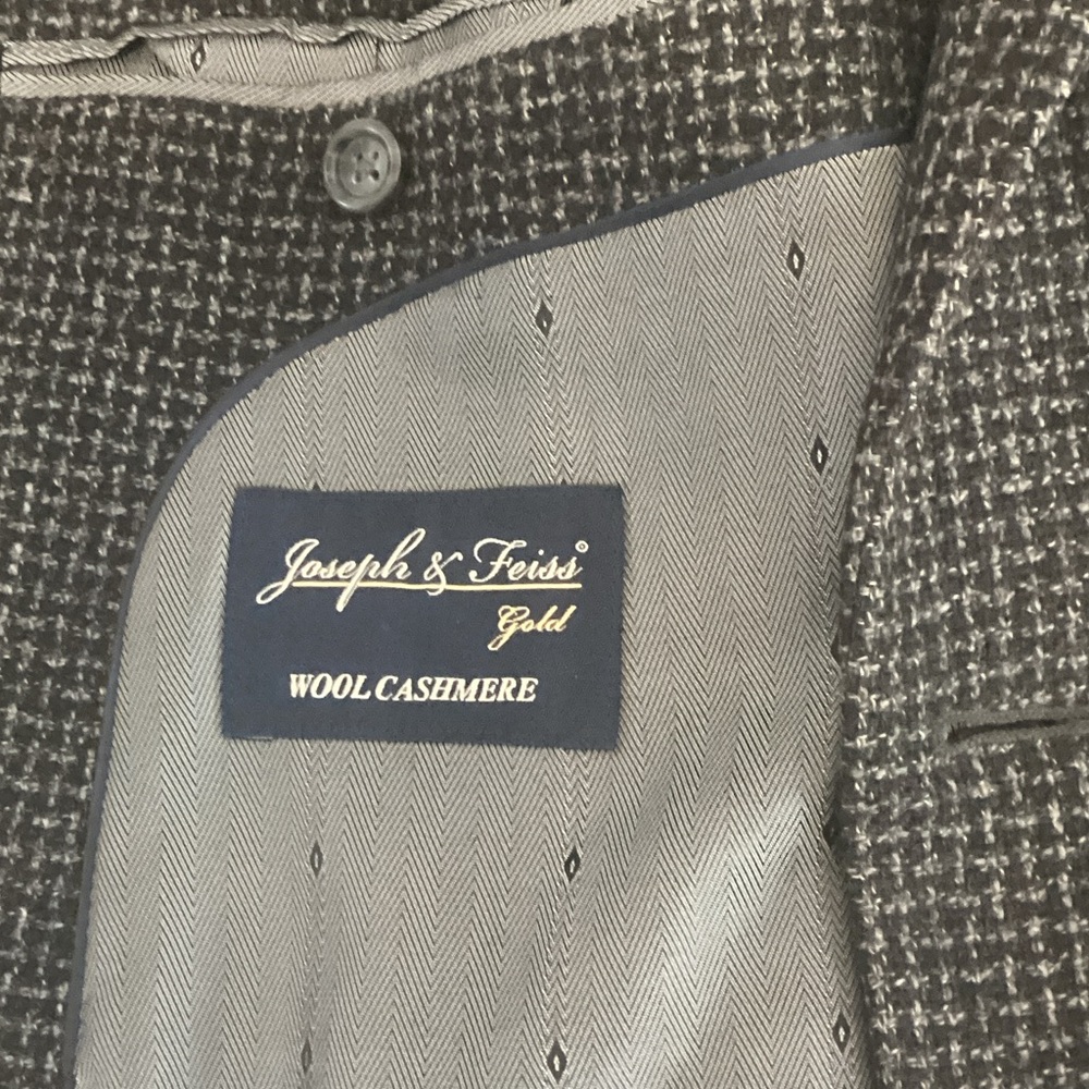 Joseph & Feiss Gray and Black Wool Cashmere Shirt Jacket